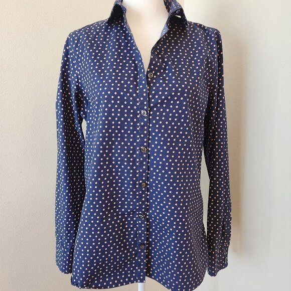 LANDS' END BUTTON FRONT NO IRON SUPRIMA BLOUSE - SIZE 6 TALL - EUC - Picture 1 of 7